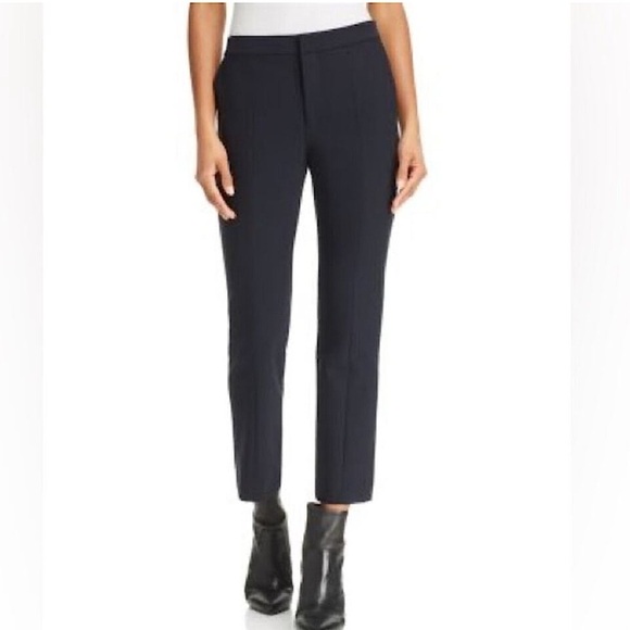 Vince Tapered Stove Pipe Pintuck Trouser Pant Navy Blue 6 - Picture 1 of 7